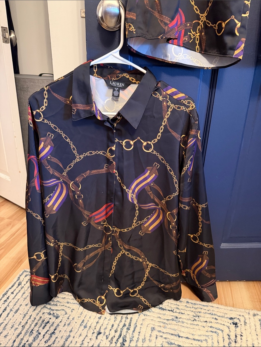 Lauren Ralph Lauren Black Chain-Print Matching Set pants and shirt